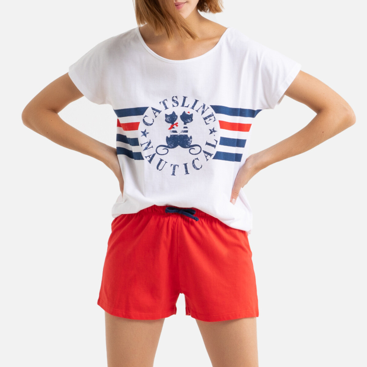 

Пижама La Redoute, Белый, С шортами из хлопка Catsline L белый