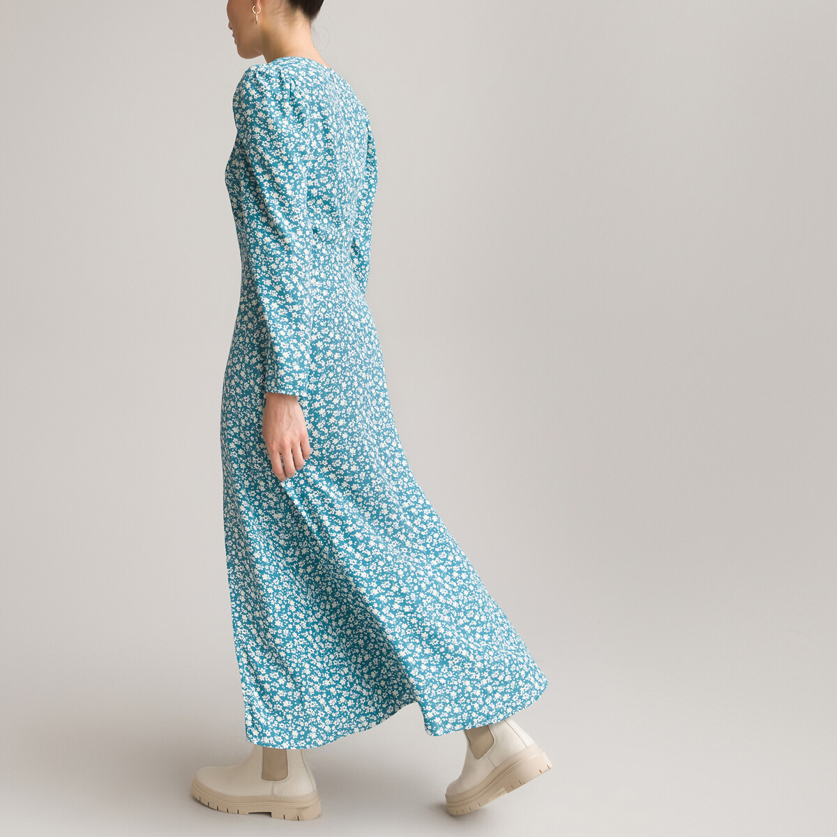 Платье LA REDOUTE COLLECTIONS Длинное с квадратным вырезом и длинными рукавами с принтом 46 разноцветный, размер 46 - фото 4