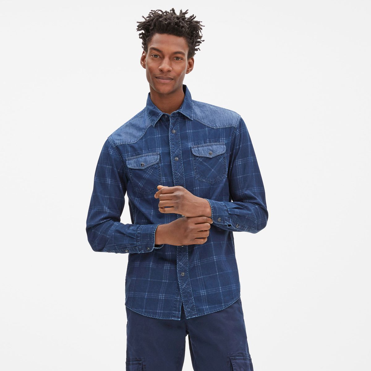 Chemise denim à carreaux GAMIX3