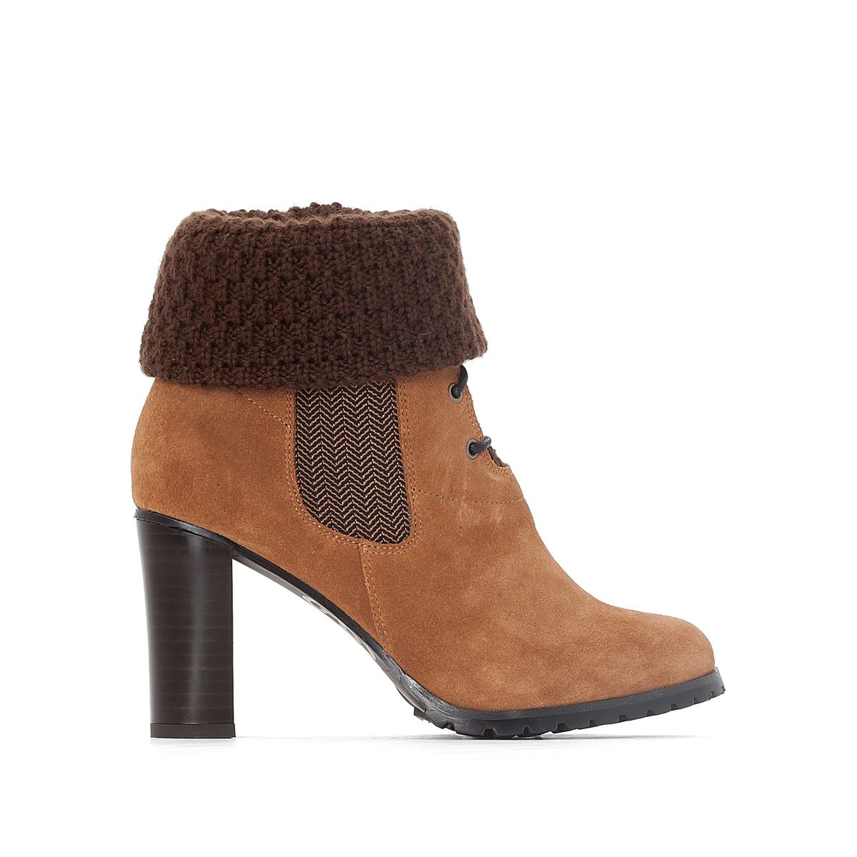 Boots cuir à lacet col laine