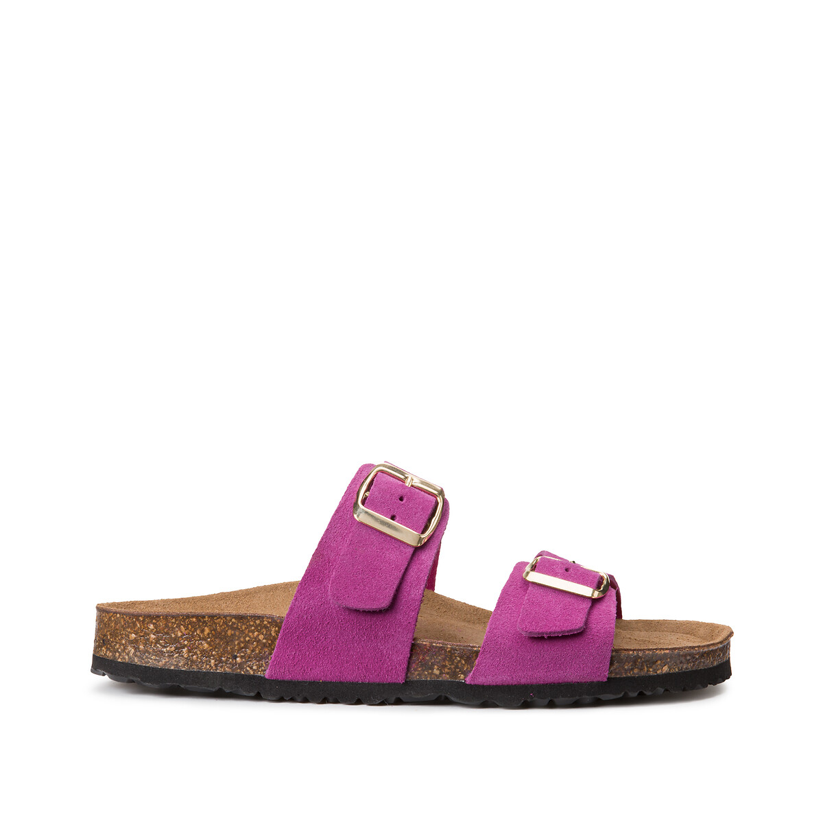 Туфли без задника из кожи с двойными ремешками  38 розовый LaRedoute, размер 38