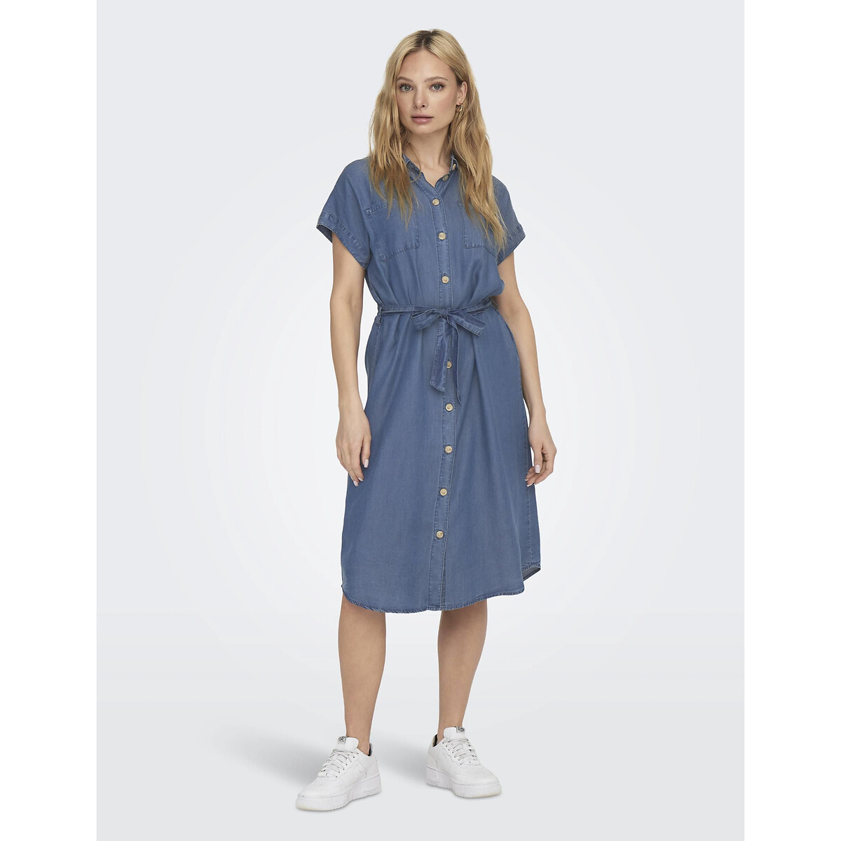 Платье-рубашка с завязками  XS синий LaRedoute, размер XS - фото 4