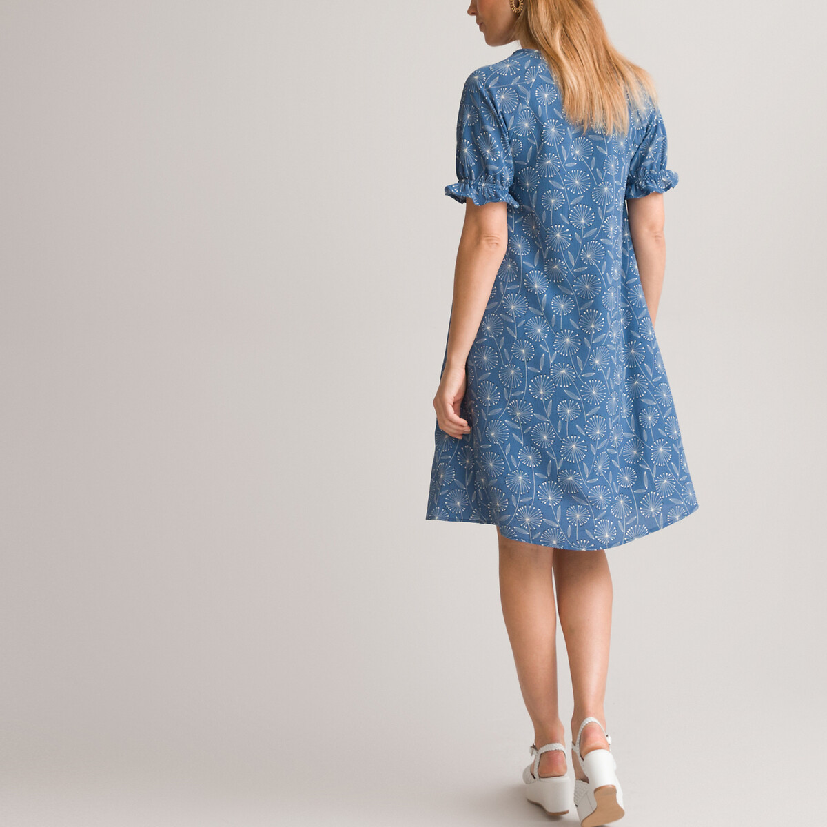 Платье-миди Расклешенное с цветочным принтом 52 синий LaRedoute, размер 52 - фото 4