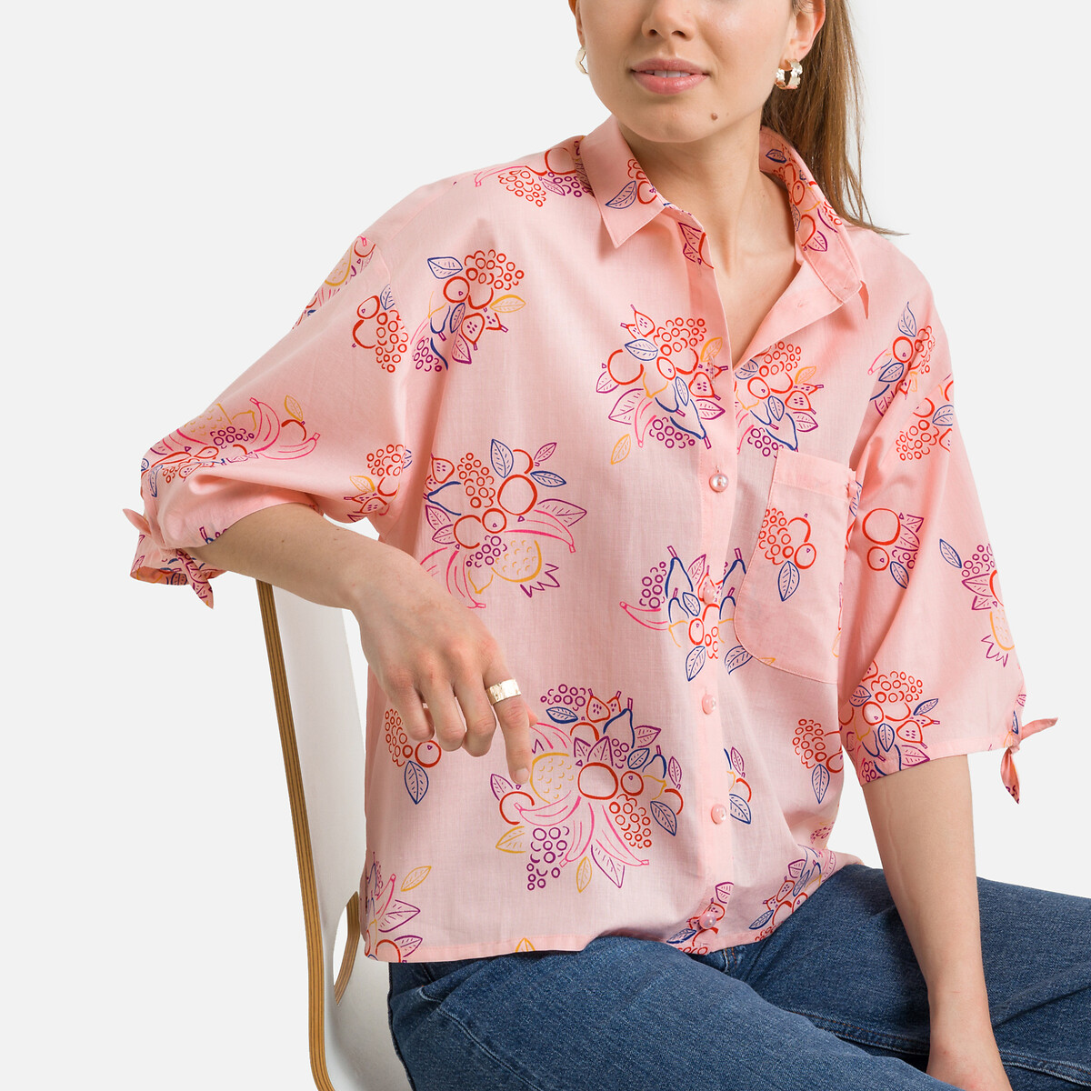 Блузка С принтом и короткими рукавами SADRI 4(XL) розовый