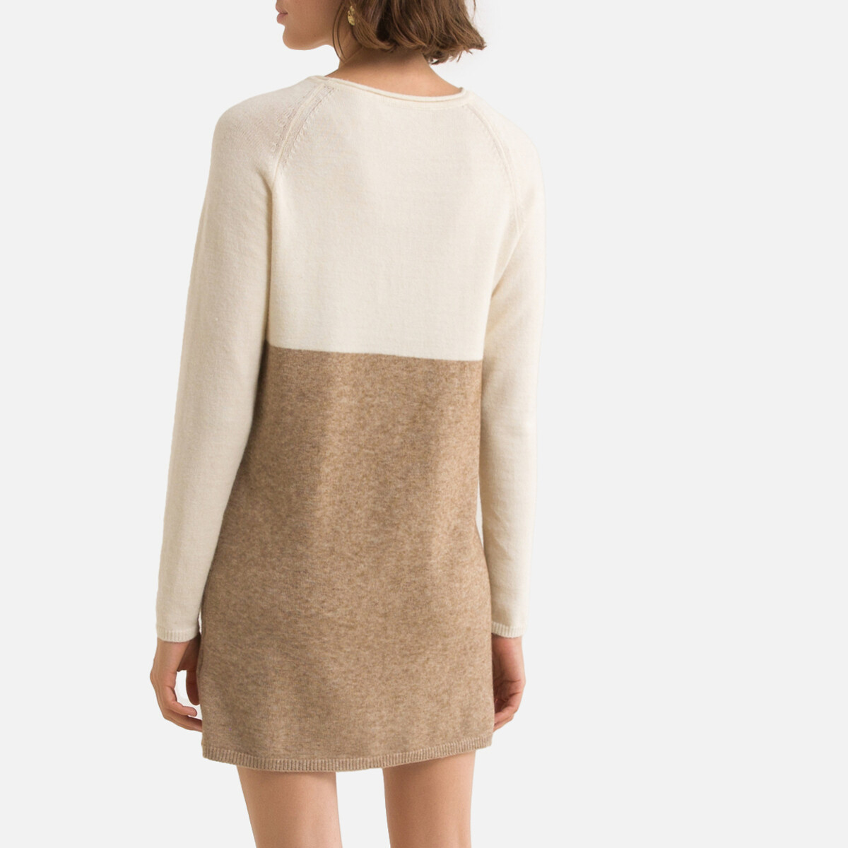 Платье-пуловер LaRedoute Трехцветное из плотного трикотажа S бежевый, размер S - фото 4