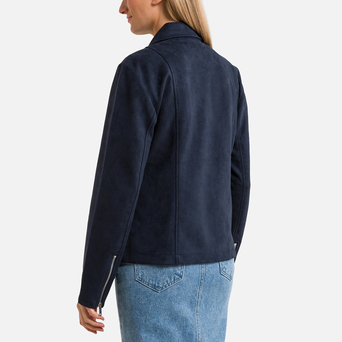 Куртка Короткая на молнии из искусственной кожи S синий LaRedoute, размер S - фото 4