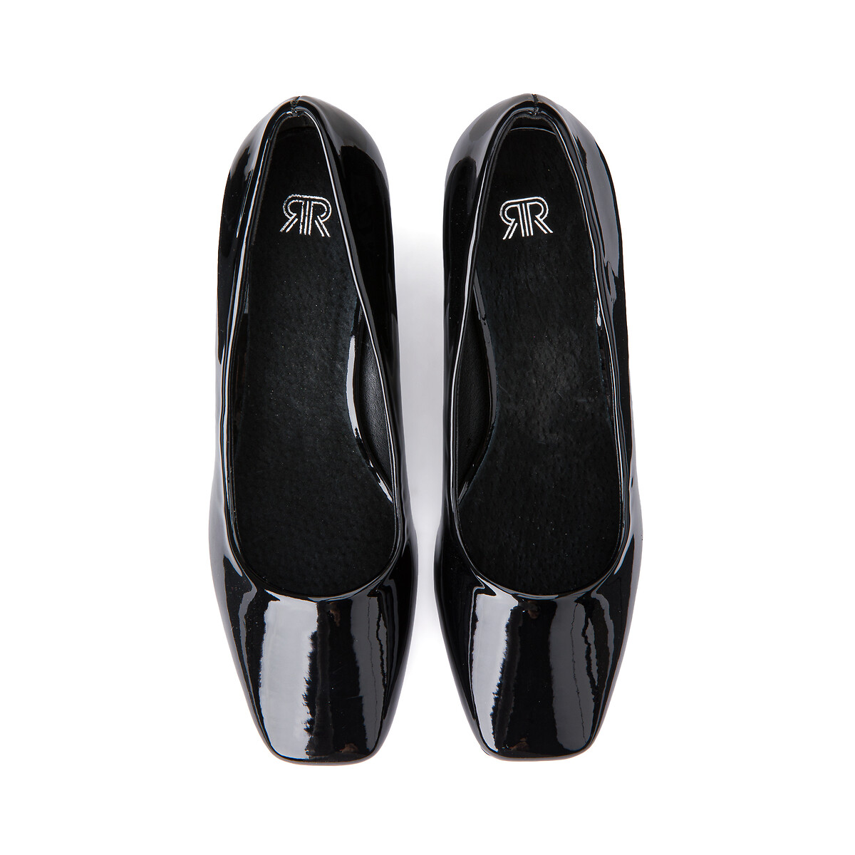 Туфли-лодочки Лакированные на широком каблуке 37 черный LaRedoute, размер 37 - фото 3