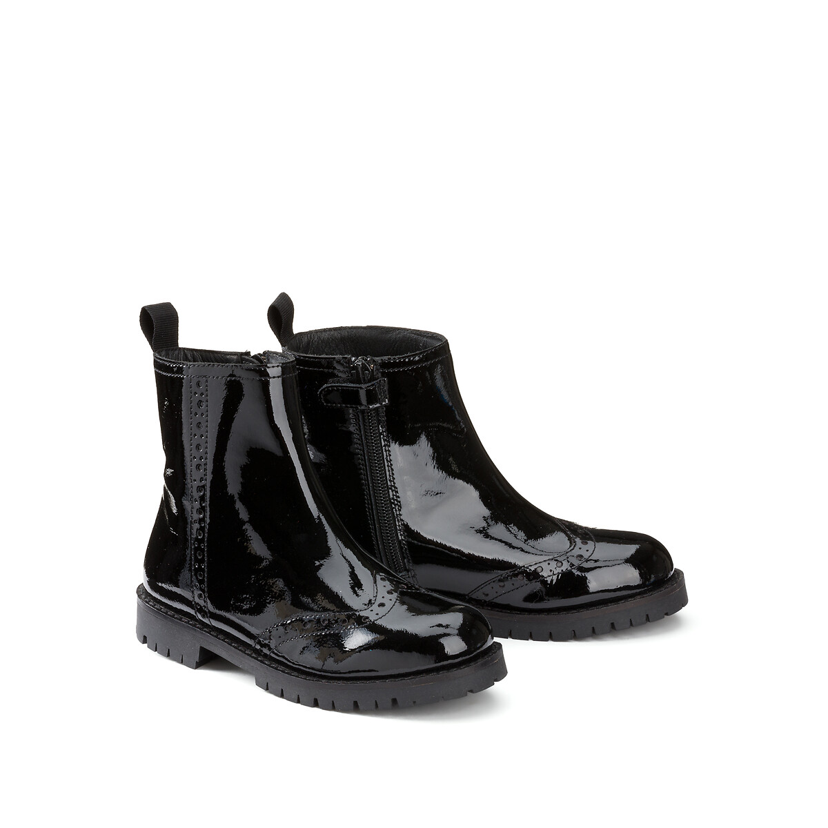 Ботинки На молнии из лакированной кожи 38 черный LaRedoute, размер 38 - фото 2