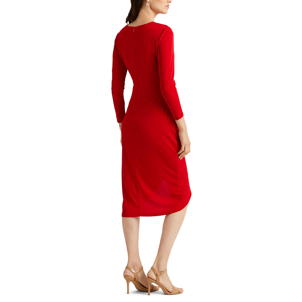 Платье LAUREN RALPH LAUREN Облегающее средней длины с длинными рукавами L красный, размер L - фото 3