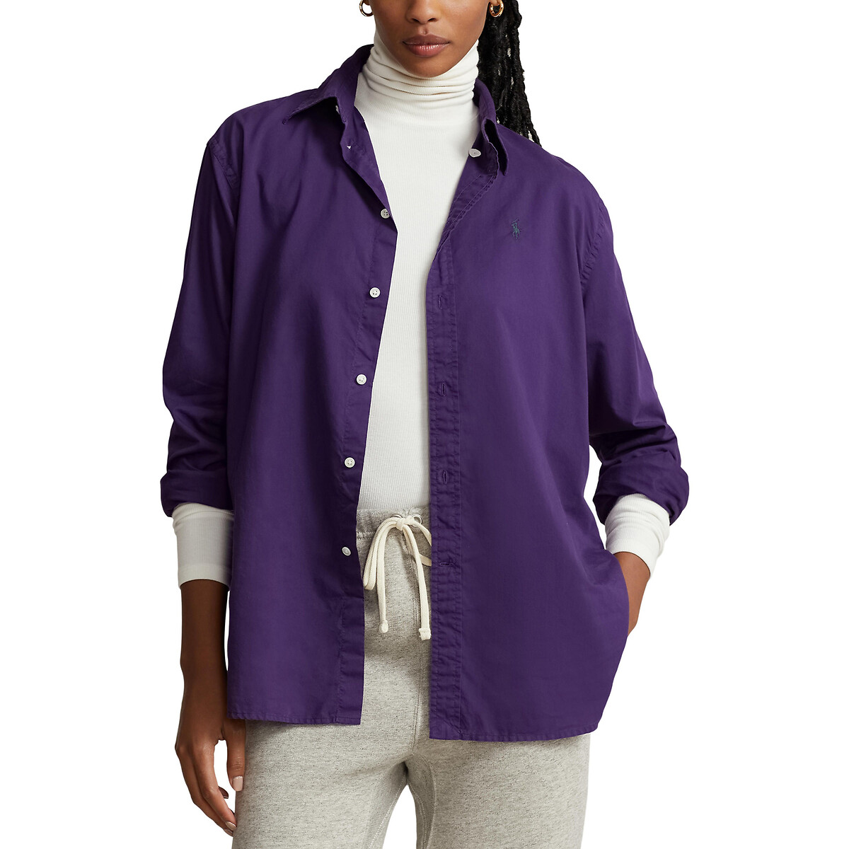 Рубашка прямая с длинными рукавами  XS фиолетовый LaRedoute, размер XS - фото 1