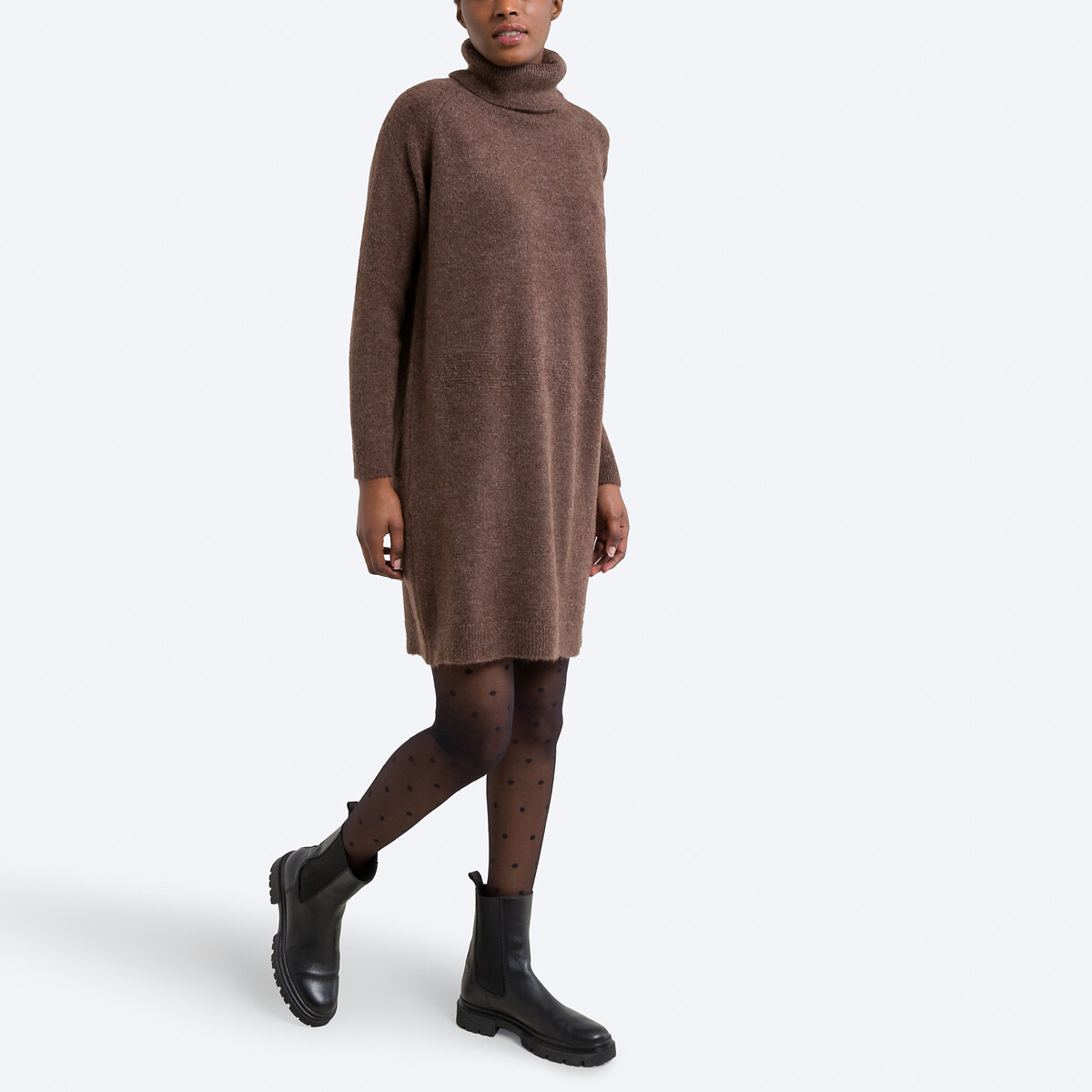 Платье-пуловер С воротником с отворотом L каштановый LaRedoute, размер L - фото 2