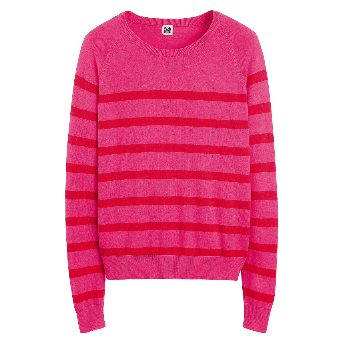 Пуловер базовый с круглым вырезом длинными рукавами принтом в полоску  M розовый LaRedoute, размер M - фото 5