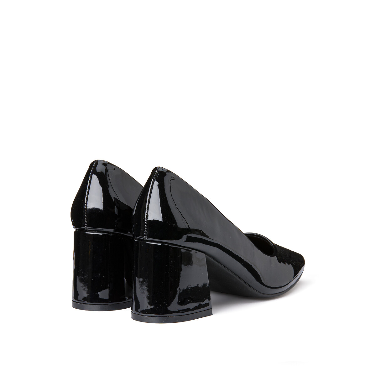Туфли-лодочки Лакированные на широком каблуке 38 черный LaRedoute, размер 38 - фото 4
