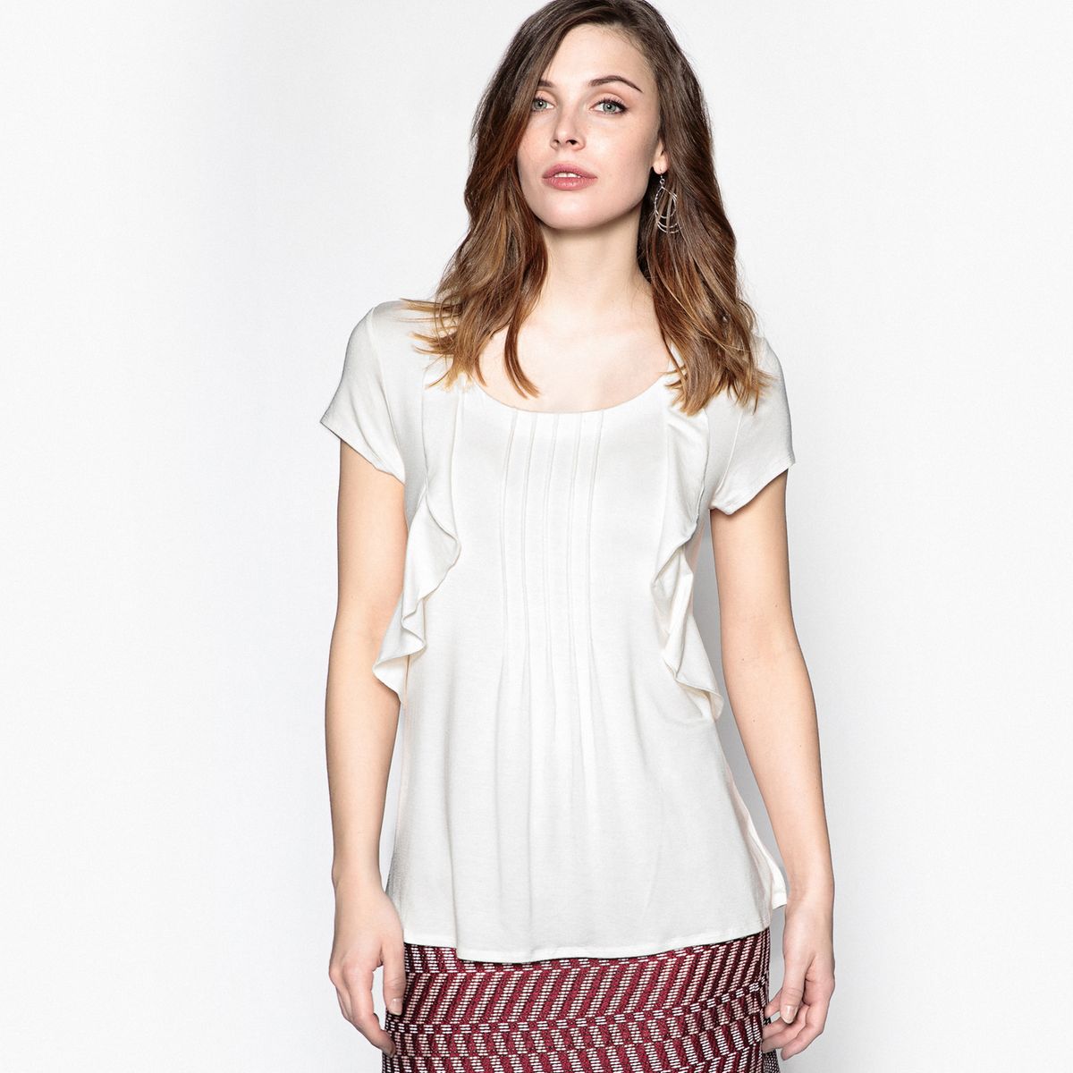 T-shirt, col fantaisie, manches courtes