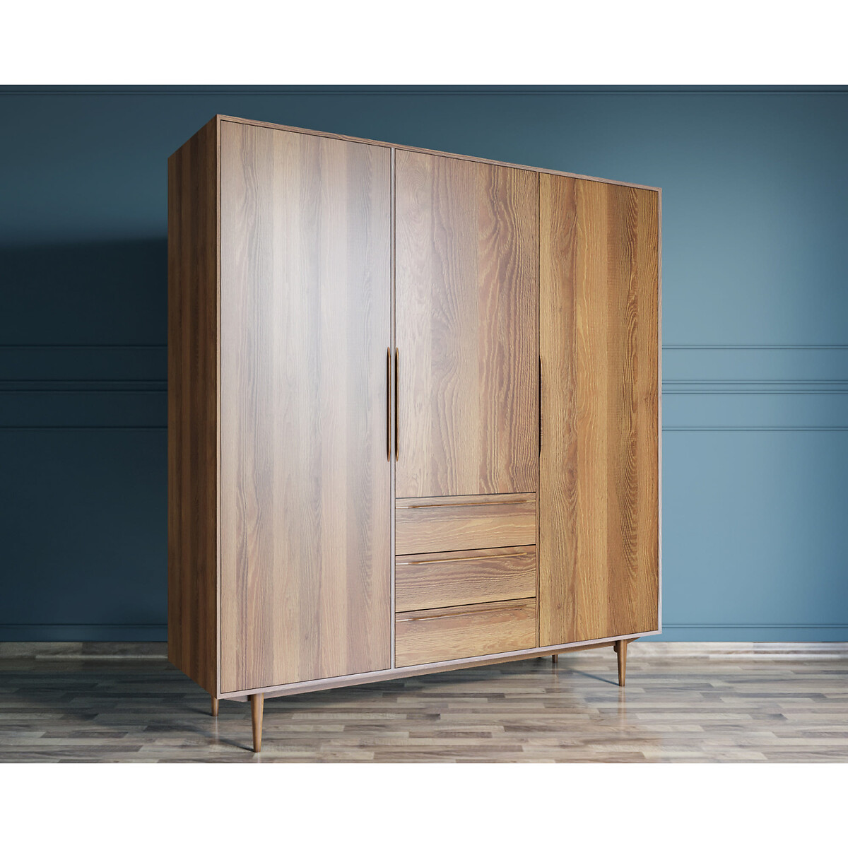 Шкаф в скандинавском стиле Bruni 3-створчатый  единый размер каштановый LaRedoute - фото 5