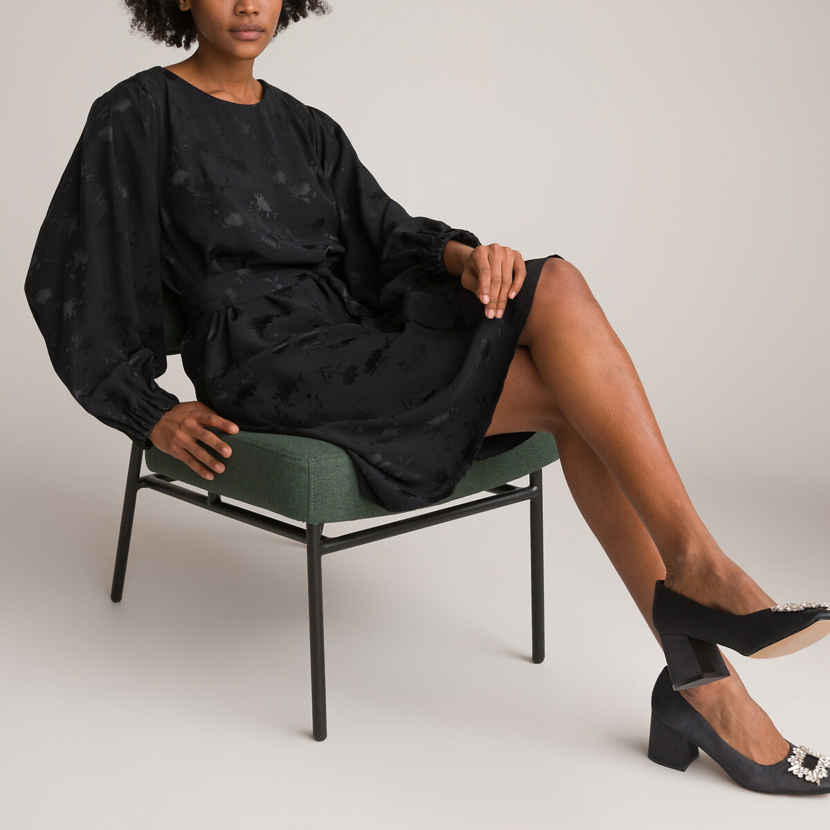 Платье Прямое с круглым вырезом и ремешком 58 черный LaRedoute, размер 58 - фото 2