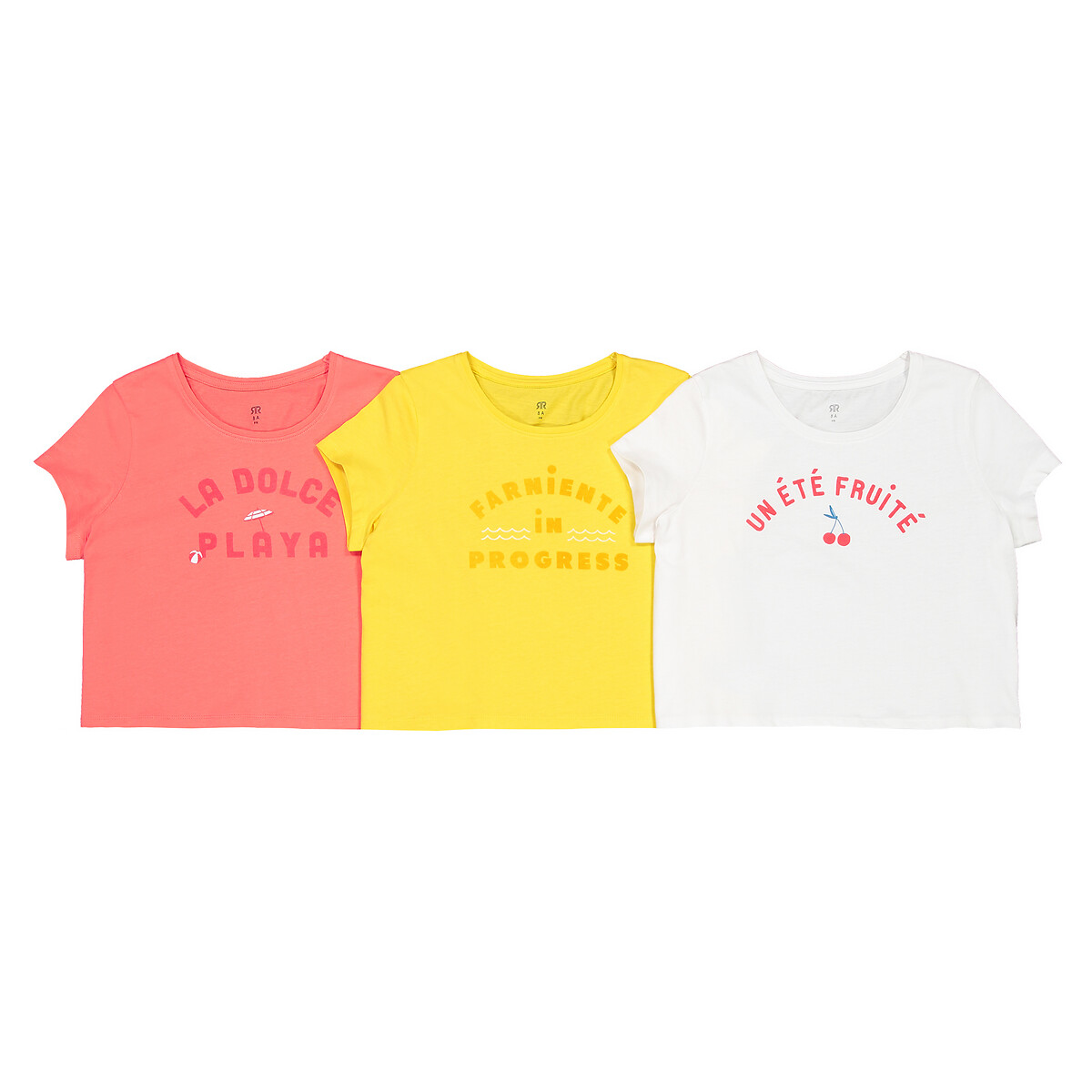 Комплект из 3 футболок коротких LaRedoute Биохлопок 3-12 лет 6 розовый, размер 6