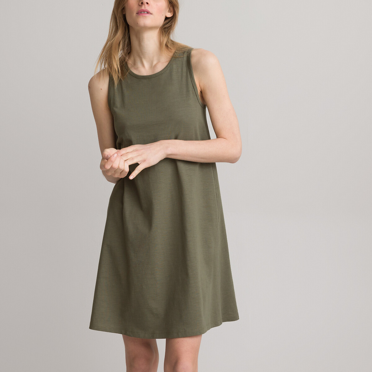 Платье Короткое без рукавов из трикотажа XS зеленый LaRedoute, размер XS - фото 1