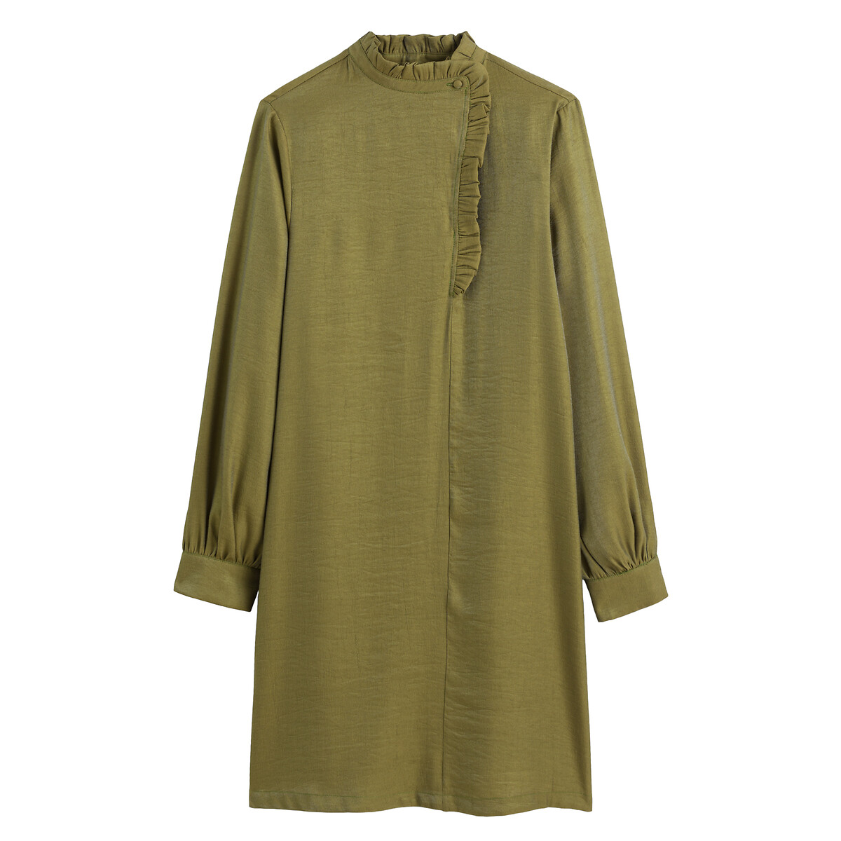 Платье С воротником-стойкой длинные рукава с напуском 48 зеленый LaRedoute, размер 48 - фото 5