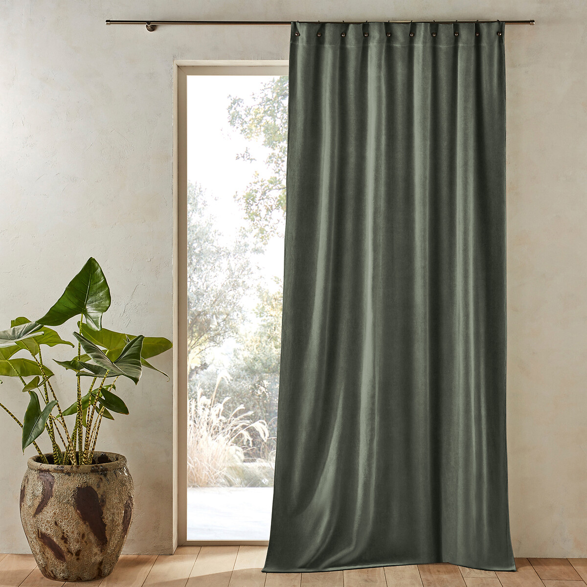 Штора из велюра Nyodhi 140 x 260 см зеленый штора из ткани шамбре pokoba 140 x 220 см черный
