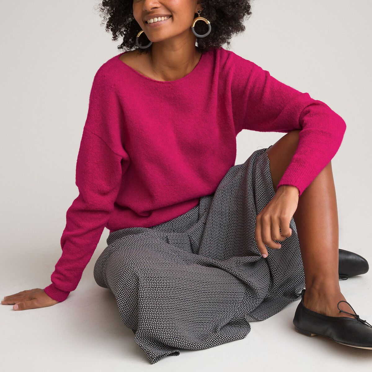 Пуловер LA REDOUTE COLLECTIONS Вырез-лодочка XL розовый, размер XL - фото 2