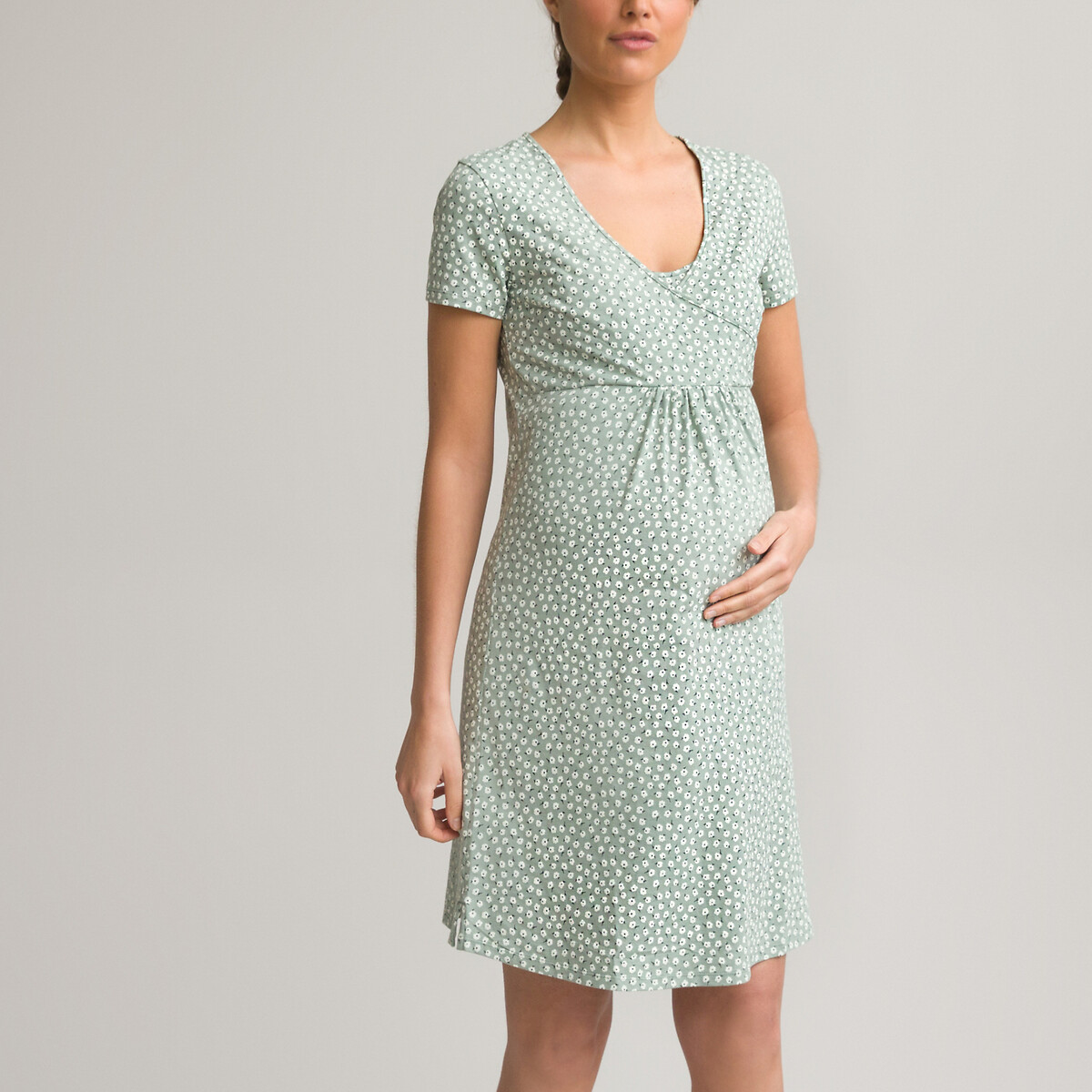 Рубашка LA REDOUTE COLLECTIONS Ночная для периода беременности с короткими рукавами с  принтом 34/36 (FR) - 40/42 (RUS) разноцветный, размер 34/36 (FR) - 40/42 (RUS)