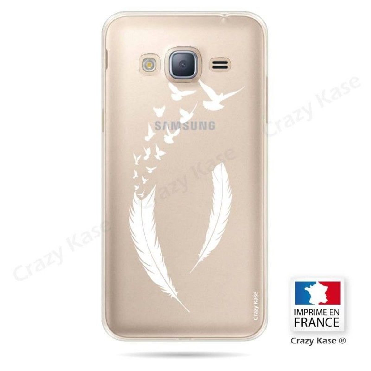 Coque Galaxy J3 (2016) souple motif Plume et envol d'oiseaux - Crazy Kase