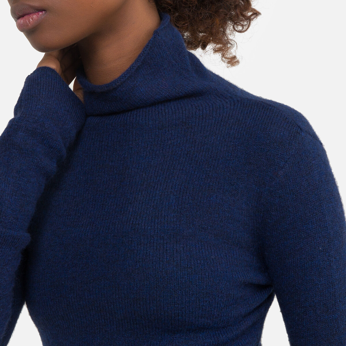 Пуловер LaRedoute С длинным воротником трикотаж из смешанной шерсти TIDSBURG XS синий, размер XS - фото 3