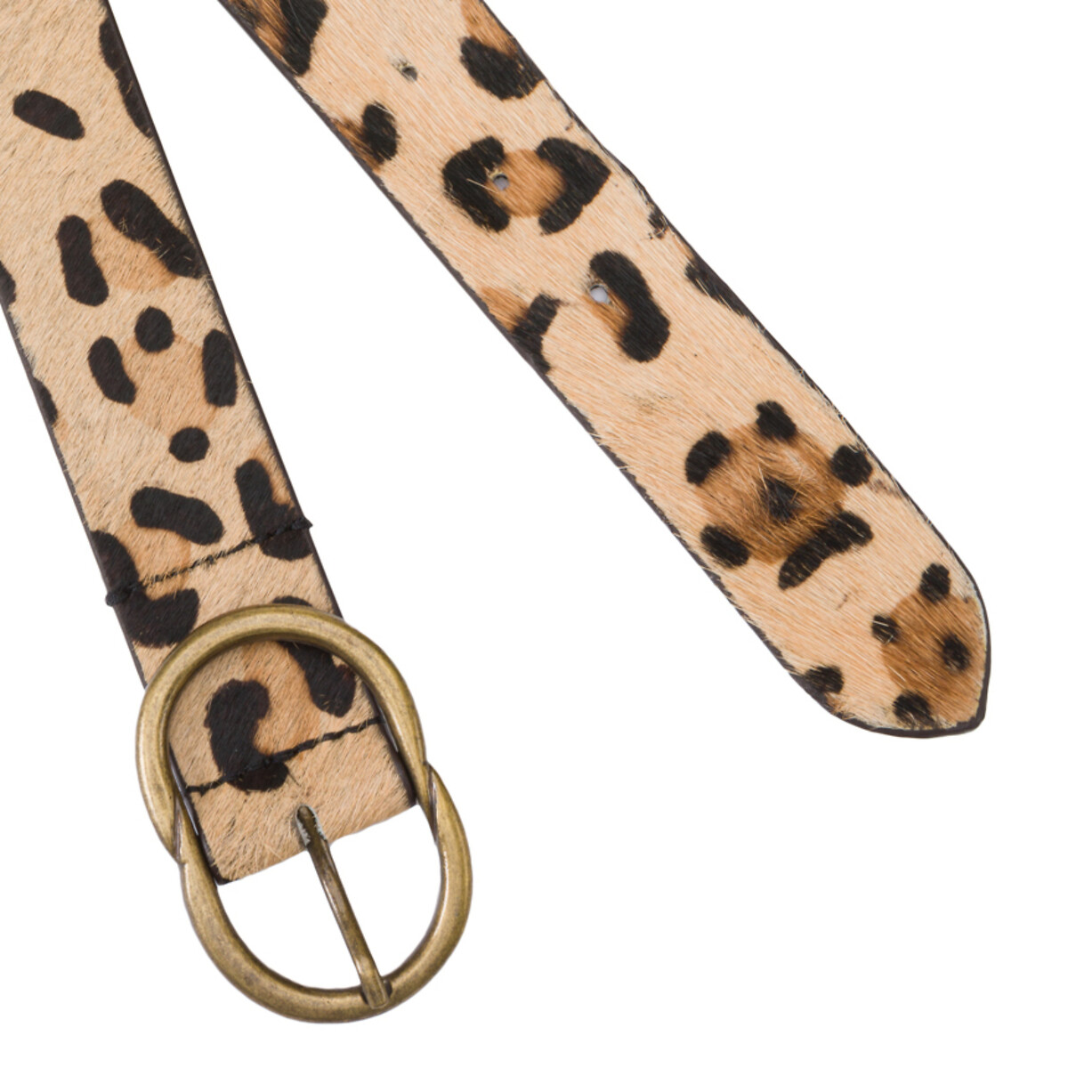 Ремень Из кожи с леопардовым принтом Lauro 80 см каштановый LaRedoute, размер 80 см - фото 2