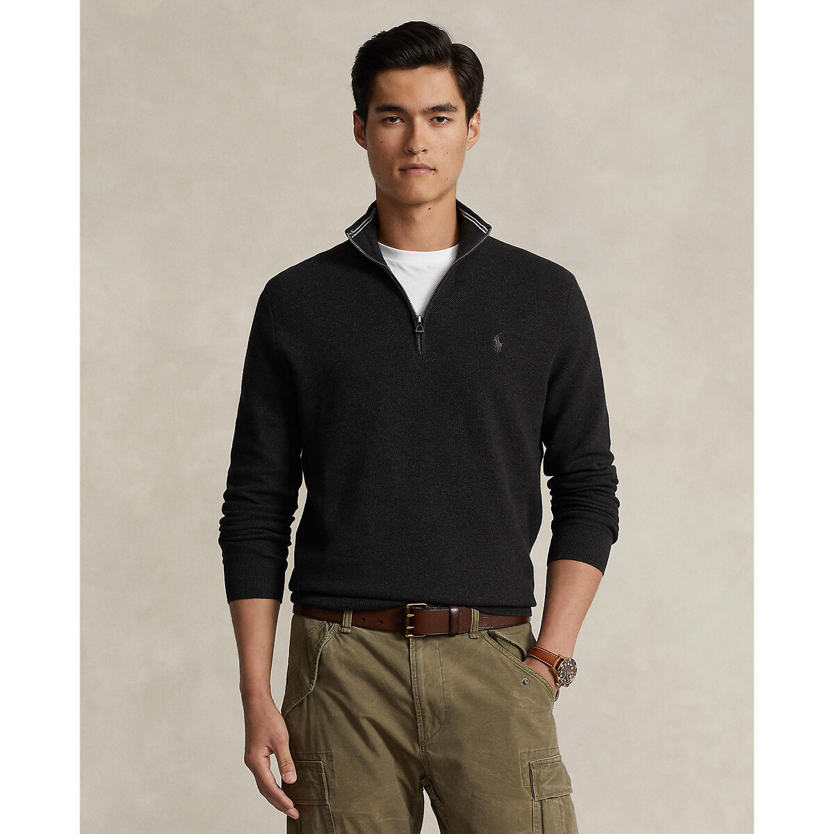 Пуловер с воротником-стойкой на молнии  S серый LaRedoute, размер S