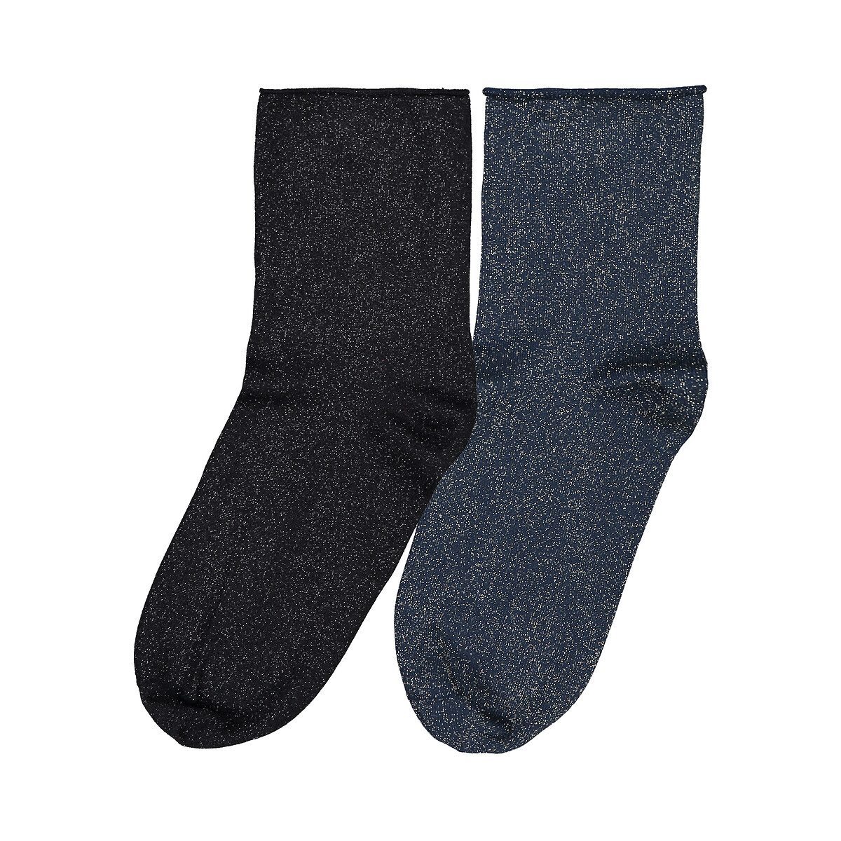Комплект из 2 пар носков LaRedoute С закрученными краями 39/42 черный, размер 39/42