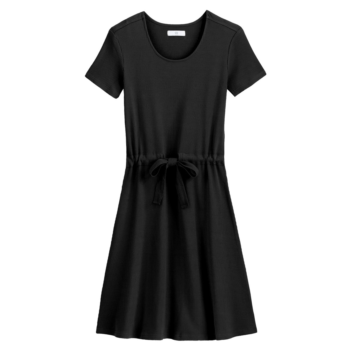 Платье La Redoute Короткое из трикотажа с завязками на поясе L черный, размер L - фото 5