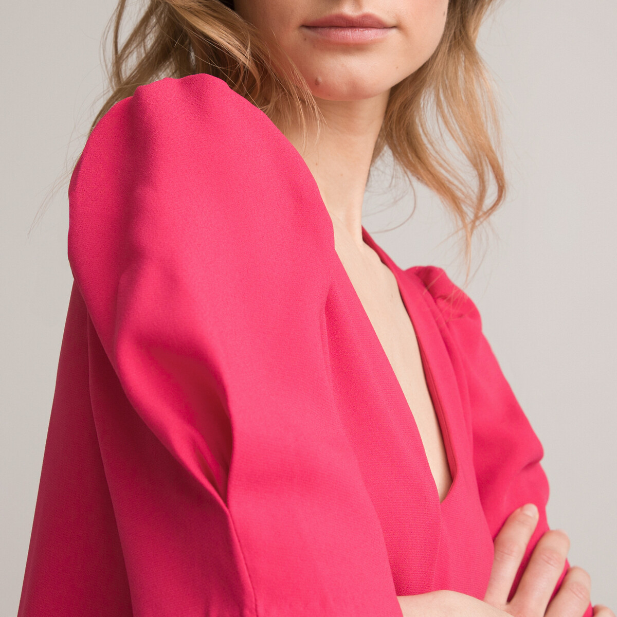 Платье Короткое с V-образным вырезом короткие рукава 50 розовый LaRedoute, размер 50 - фото 3