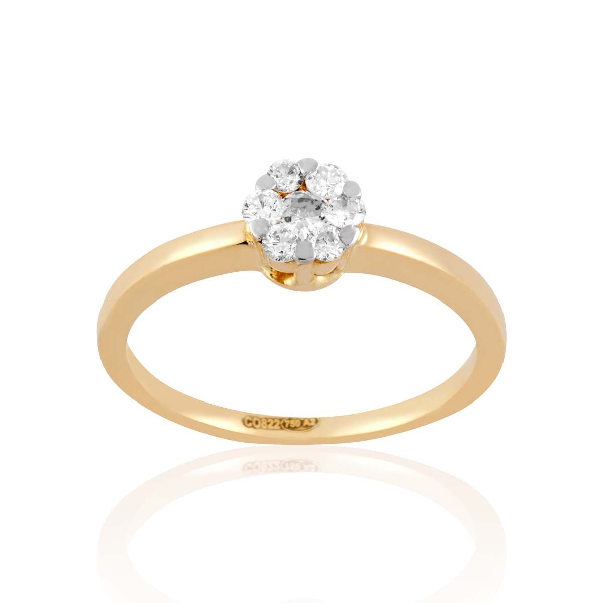 Bague en Or 750/1000 Jaune et Diamant Blanc