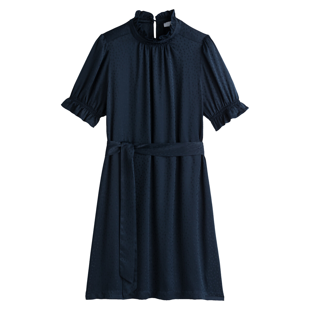 Платье LaRedoute Короткое воротник-стойка с воланом 58 синий, размер 58 - фото 5
