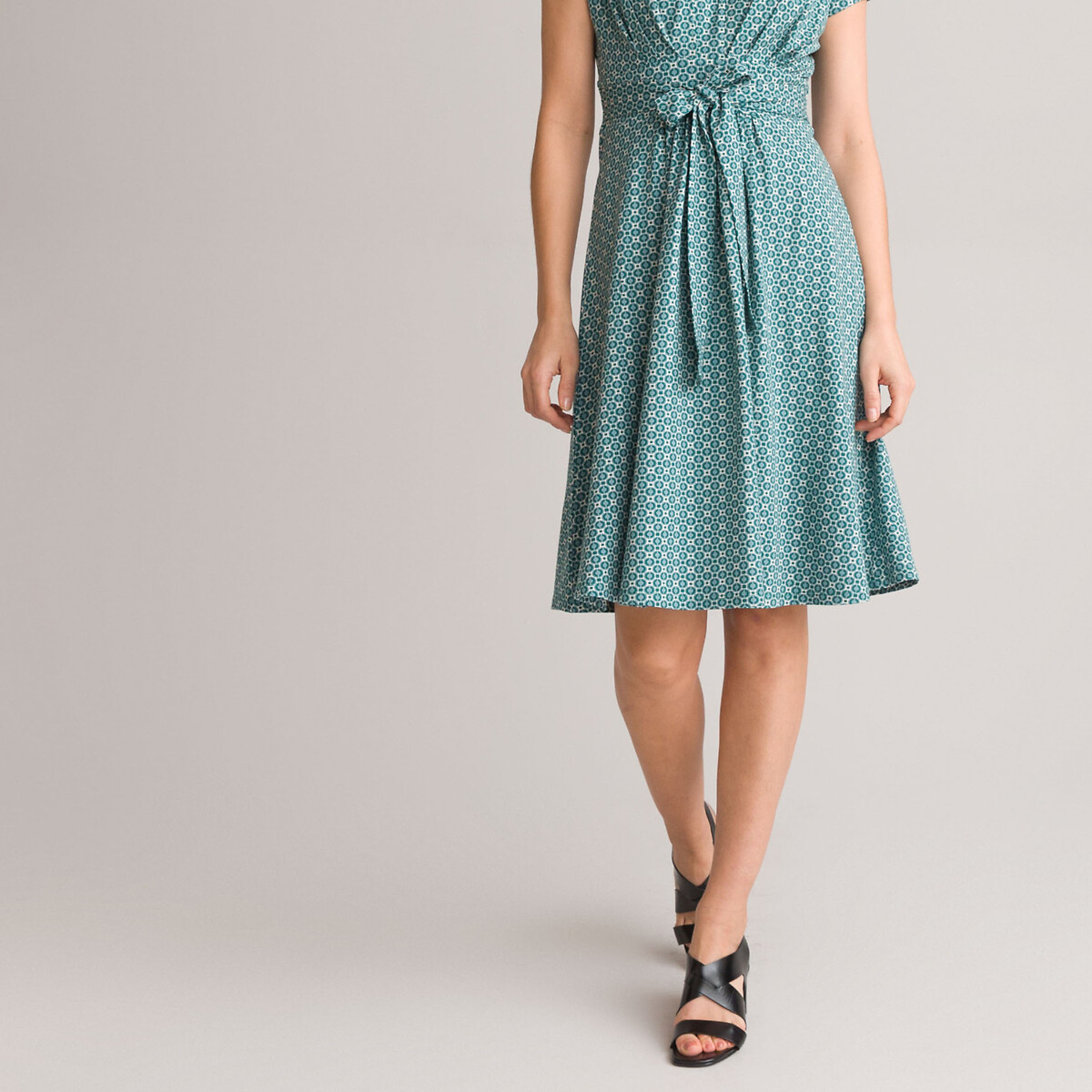 Платье-миди Расклешенное с графичным принтом 46 синий LaRedoute, размер 46 - фото 3