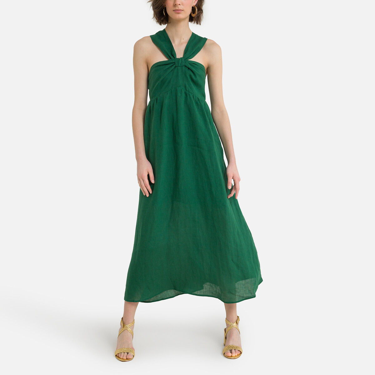 Платье SEE U SOON Длинное с бретельками-завязками 3(L) зеленый, размер 3(L) Длинное с бретельками-завязками 3(L) зеленый - фото 2