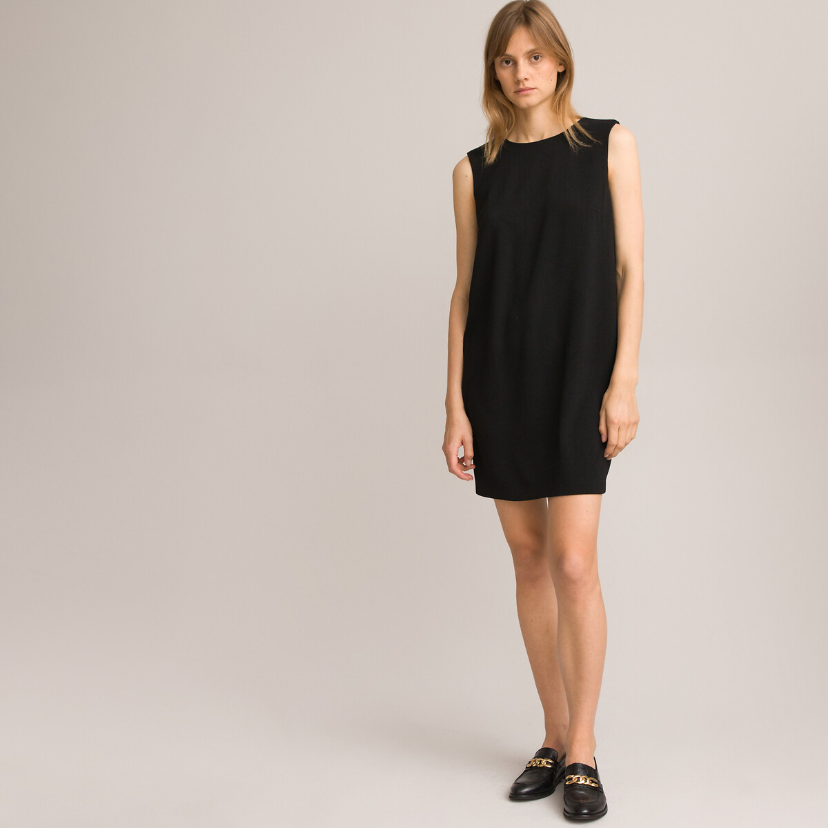 Платье Прямое короткое круглый вырез без рукавов 54 черный LaRedoute, размер 54 - фото 2