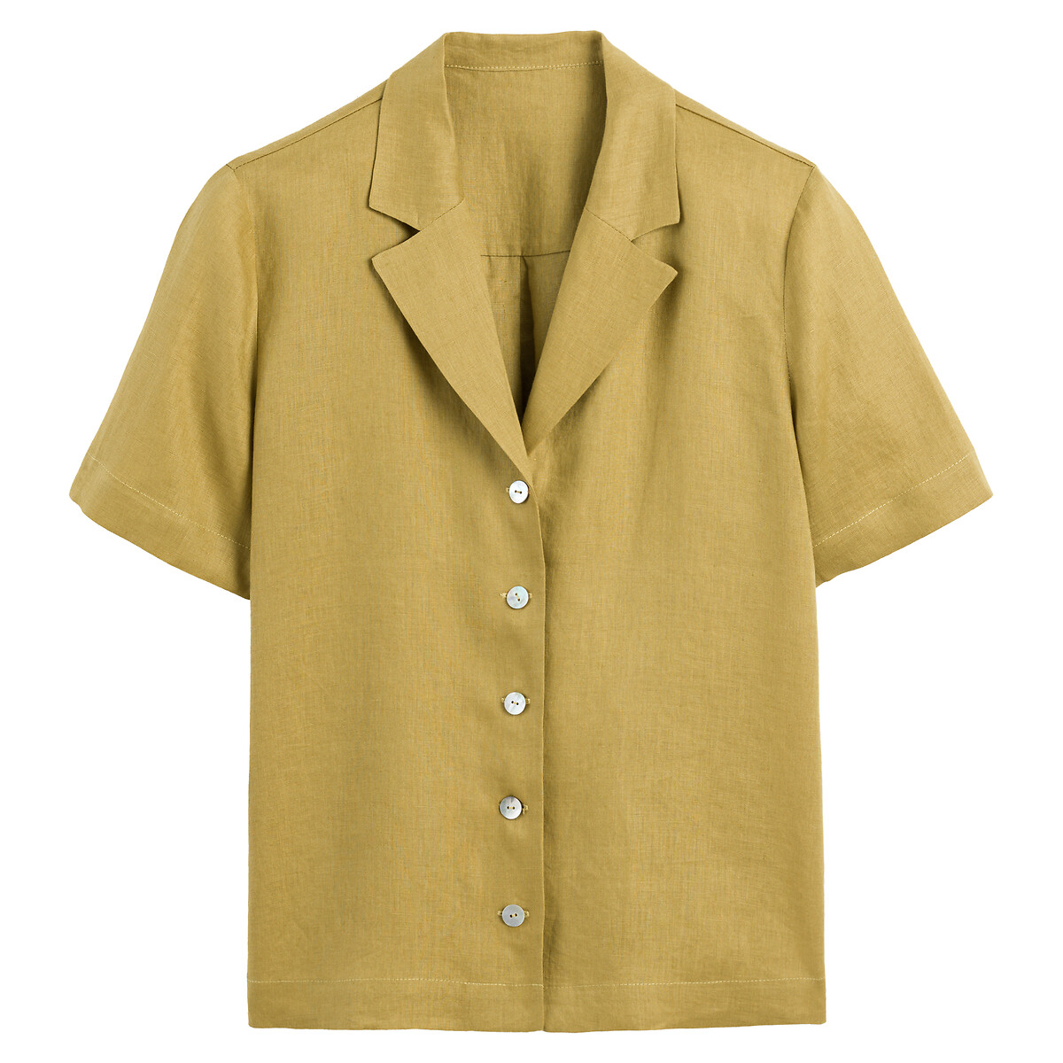 Рубашка Из льна с воротником-стойкой короткие рукава 40 (FR) - 46 (RUS) зеленый LaRedoute, размер 40 (FR) - 46 (RUS) Рубашка Из льна с воротником-стойкой короткие рукава 40 (FR) - 46 (RUS) зеленый - фото 5