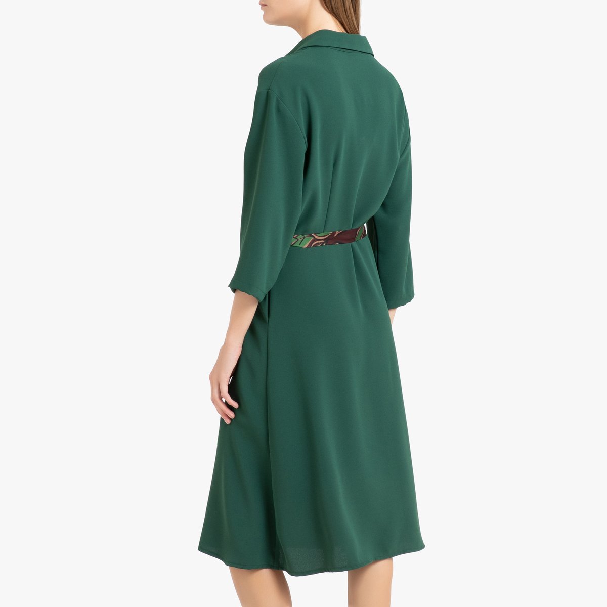 Платье-рубашка La Redoute С застежкой на пуговицы LOUISETTE XS зеленый, размер XS - фото 3