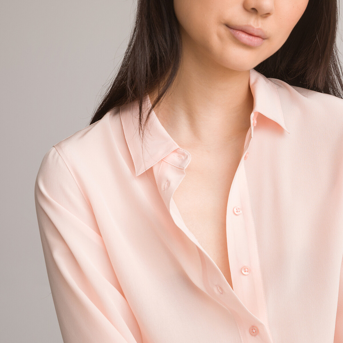 цена Рубашка с длинными рукавами из шелка 36 (FR) - 42 (RUS) розовый