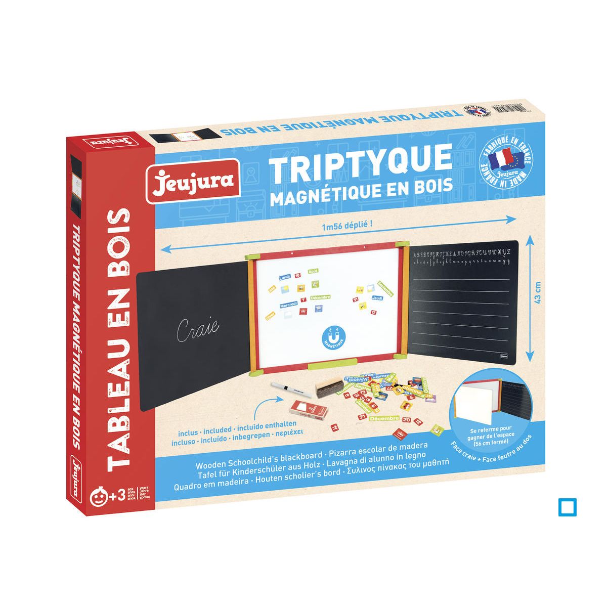 TRIPTYQUE EN BOIS TEINTE MAGNET - JEU8796