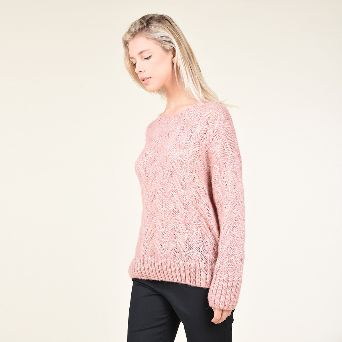 Пуловер MOLLY BRACKEN Из легкого витого трикотажа с ажурным эффектом M розовый, размер M - фото 1