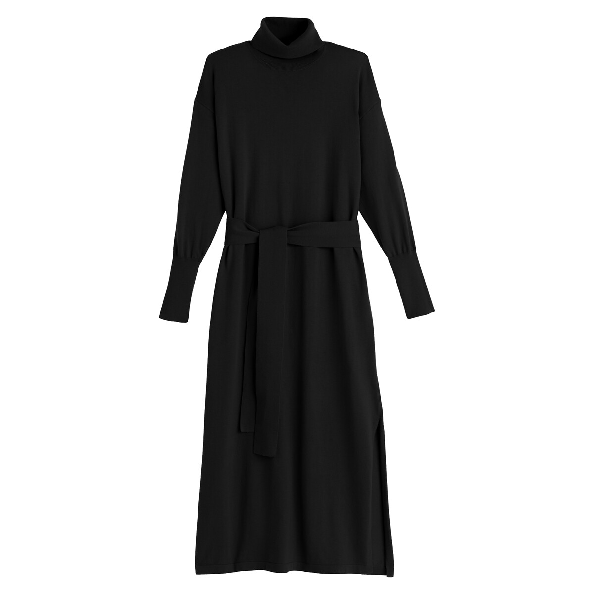 Платье-пуловер LaRedoute С длинным воротником и рукавами M черный, размер M - фото 5