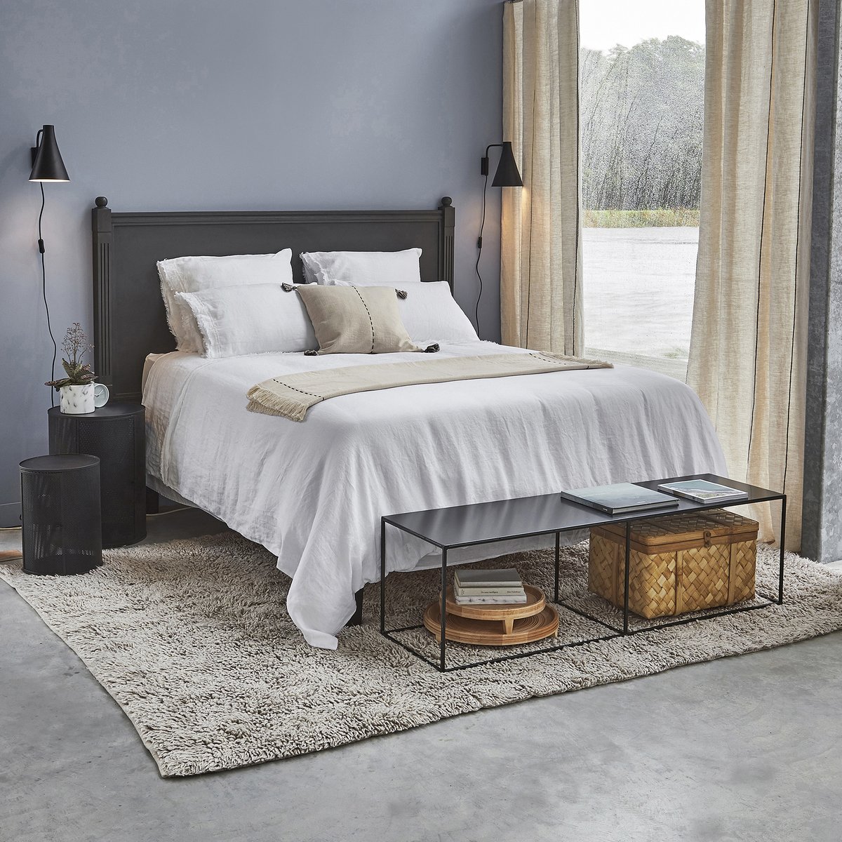 Чехол La Redoute Для кровати  льна 90 x 190 см серый, размер 90 x 190 см - фото 2