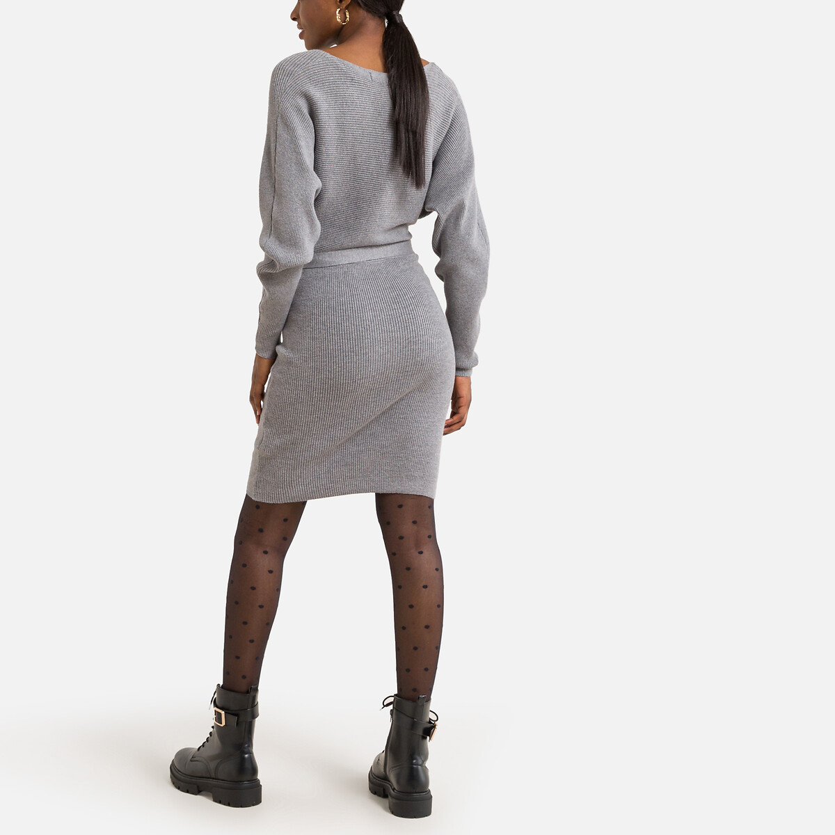 Платье-пуловер VERO MODA Платье-пуловер С завязками S серый, размер S - фото 4