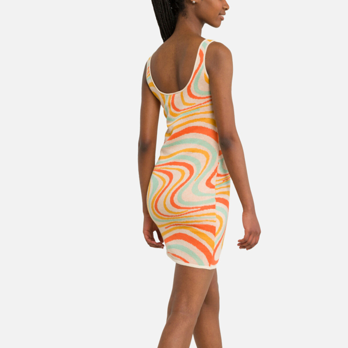 Платье Короткое с принтом S оранжевый LaRedoute, размер S - фото 4