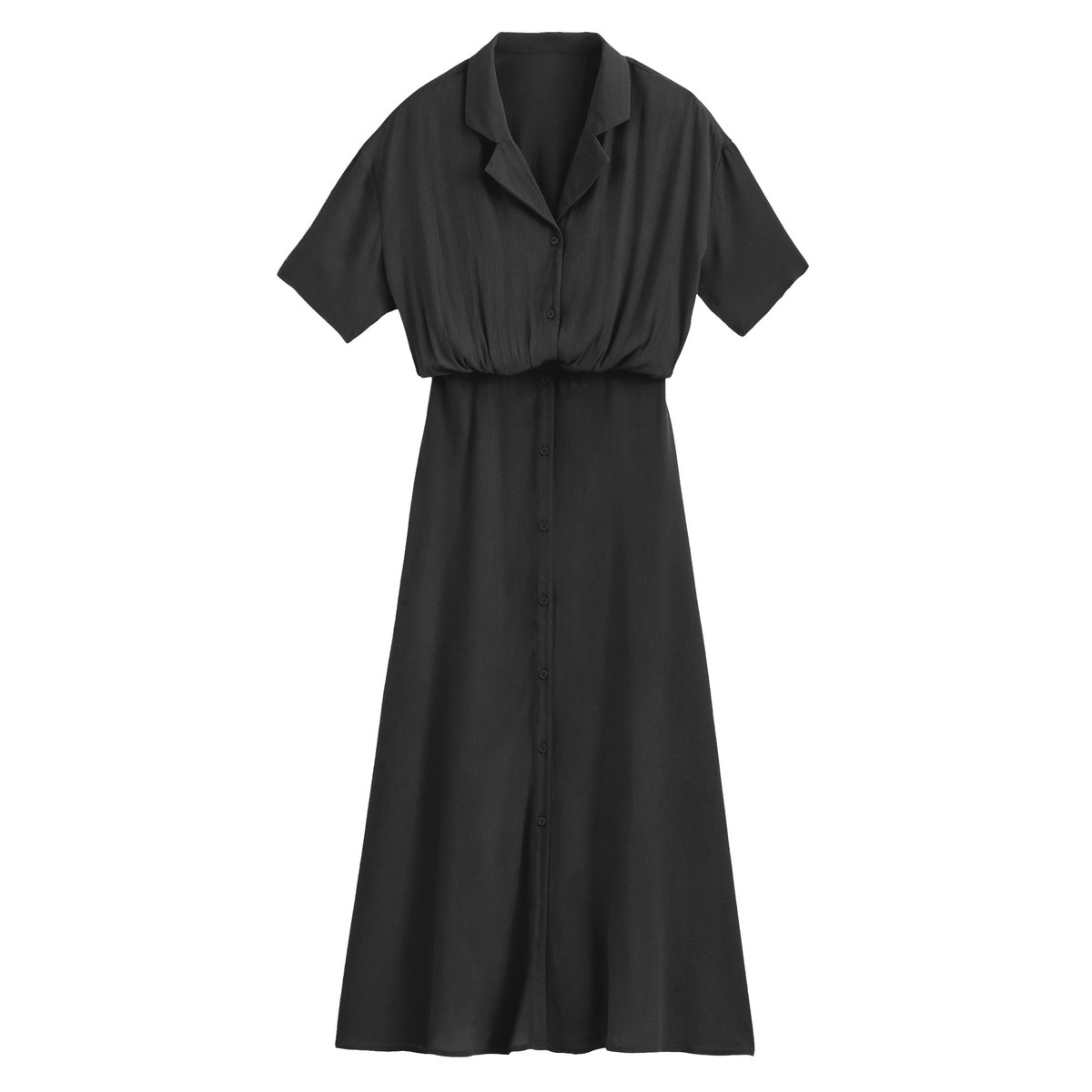 Платье-рубашка La Redoute Длинное с короткими рукавами 42 (FR) - 48 (RUS) черный, размер 42 (FR) - 48 (RUS) Длинное с короткими рукавами 42 (FR) - 48 (RUS) черный - фото 5