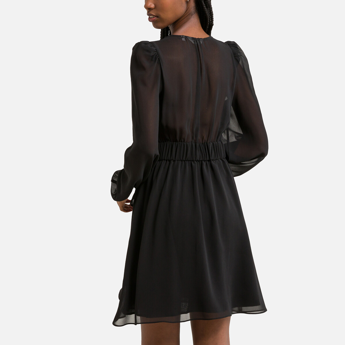 Платье из вуали длинные рукава  42 черный LaRedoute, размер 42 - фото 4