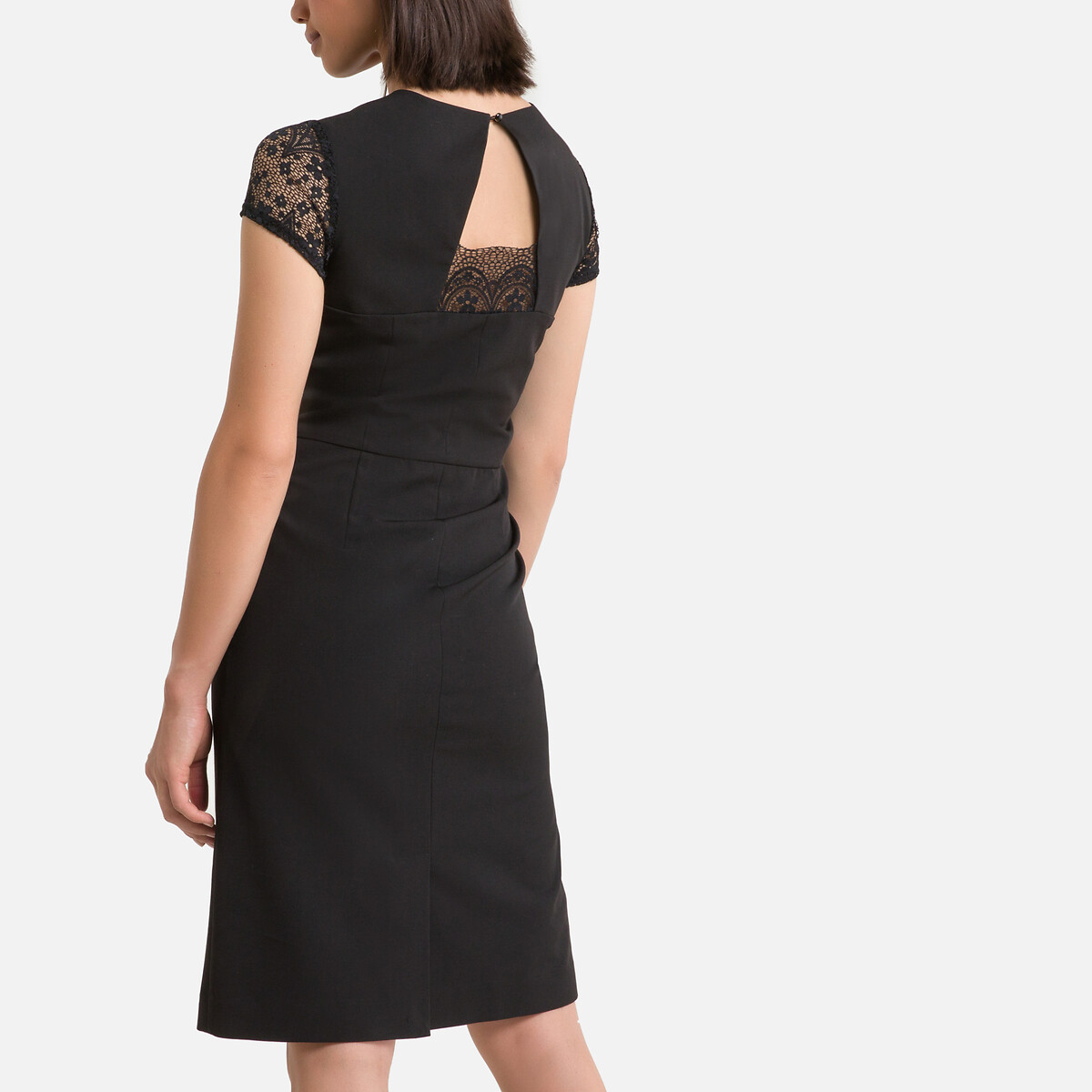 Платье-миди LaRedoute Прямое с короткими рукавами 54 черный, размер 54 - фото 4
